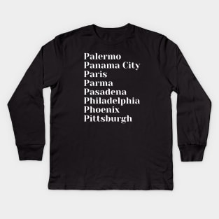 Cities starting with the letter, P, Mug, Tote, Pin Kids Long Sleeve T-Shirt